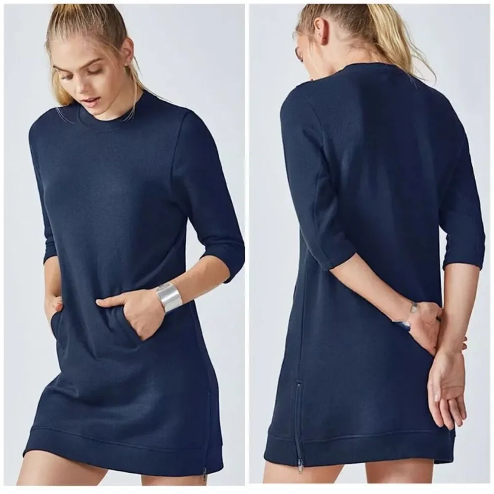 NWT Fabletics Elena Sweatshirt Dress (Navy Blue) - SS (0-2)